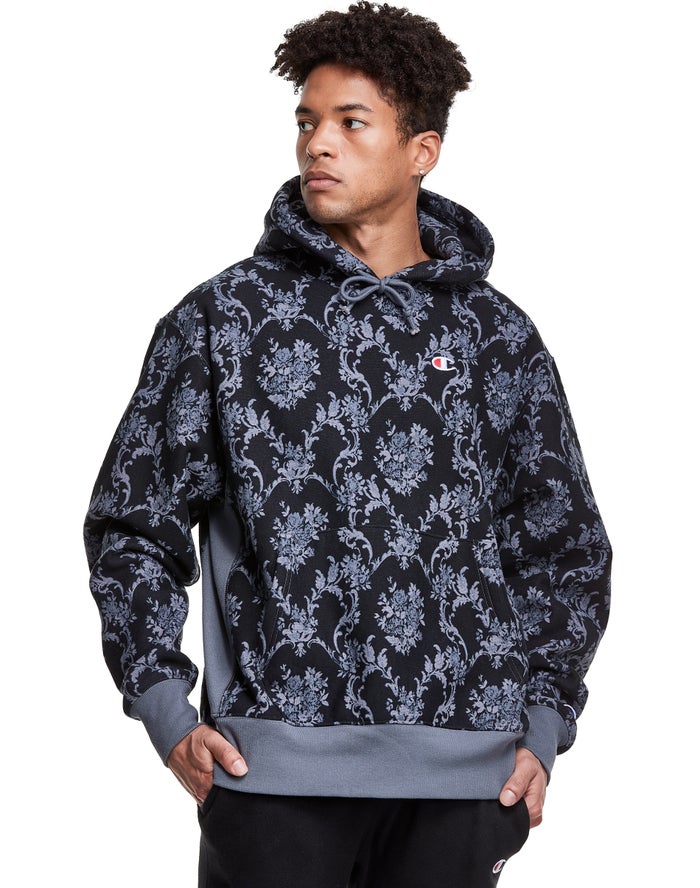 Champion all over print black clearance hoodie